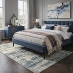 GENIMO Abstract Area Rug 5x7, Washable Modern Rug Non Slip, Low Pile Lightweight Soft Large Carpet for Living Room, Bedroom, Dining Room, Navy Blue