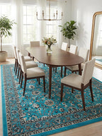 Rugs.com Yasmin Collection Rug – 10' x 13' Turquoise Medium Rug Perfect for Living Rooms, Large Dining Rooms, Open Floorplans