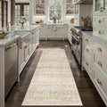 HUGEAR 2x6 Washable Area Rug Beige Runner Rug Vintage Neutral Non Slip Soft Distressed Carpet Low Pile Pet Friendly for Bathroom Kitchen Hallway Porch Foyer