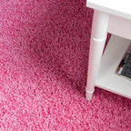 Unique Loom Solid Shag Collection Area Rug (7' 1" Round, Taffy Pink)