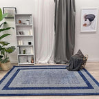 Alfa Rich 4x6 Navy Blue Washable Area Rugs for Living Room Bedroom Kitchen Cotton Pet Friendly Rug