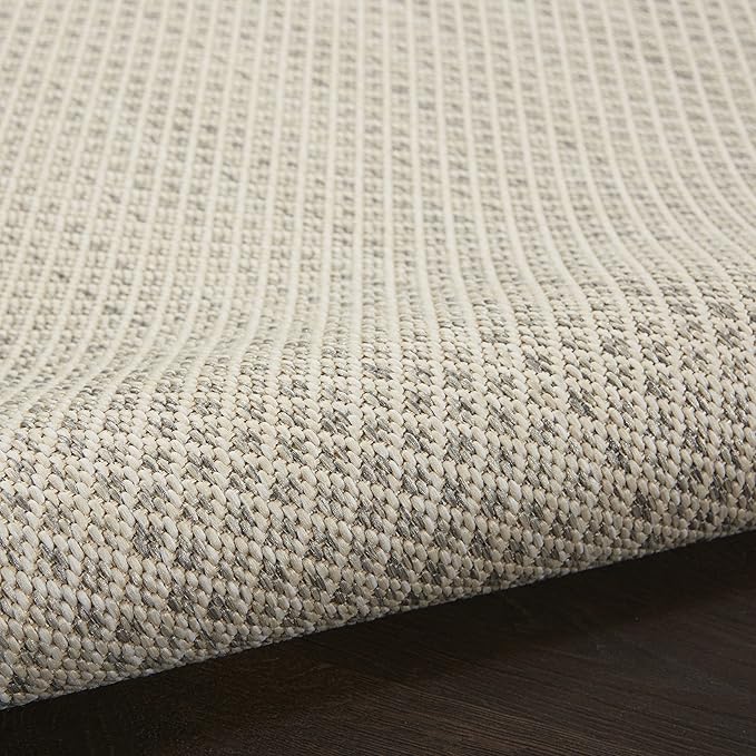 Nourison Home Courtyard Ivory Silver 5' x Square Area Rug - Easy Clean, Non Shedding, Bed Room, Living Room, Dining Room, Kitchen (5' x Square)