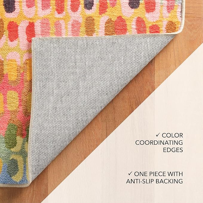 Dash and Albert Paint Chip Machine Washable Area Rug - 4' x 6' Multicolor - Geometric Accent Rug - Anti-Slip Backing, Lightweight, Machine Washable, High Traffic Areas Kitchen, Mudroom, Laundry Room