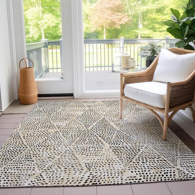 Addison Rugs Chantille ACN591 Beige 2'6" x 3'10" Indoor Outdoor Area Rug, Easy Clean, Machine Washable, Non Shedding, Bedroom, Living Room, Dining Room, Kitchen, Patio Rug