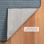 Dash and Albert Herringbone Machine Washable Area Rug - 6' x 9' Navy - Geometric Accent Rug - Anti-Slip Backing, Lightweight, Machine Washable, High Traffic Areas Kitchen, Mudroom, Laundry Room