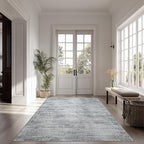 Light Grey Modern Rug for Bedroom 3x5 Minimalist Abstract Style Low Pile Floor Carpet Non Slip Washable 3 x 5 Area Rug for Kitchen Laundry Room Entryway Gray