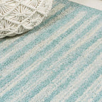 JONATHAN Y Khalil Modern Berber Stripe Turquoise/Cream Indoor Area Rug, 5x8, Contemporary, Bohemian, Easy-Cleaning for Living Room, Bedroom, Kitchen, Pet Friendly, Non-Shedding (MOH207D-5)