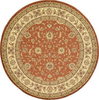 Unique Loom Voyage Collection Traditional Oriental Classic Intricate Design Area Rug (8' 0 x 8' 0 Round, Terracotta/Ivory)