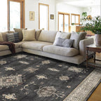 RUGGABLE Washable Vintage Area Rug – Verena Dark Wood 8x10, Stain-Resistant, Non-Slip – Large Machine Washable Rugs for Living Room, Bedroom, Hallway, Entryway & Office–with Cushioned Pad
