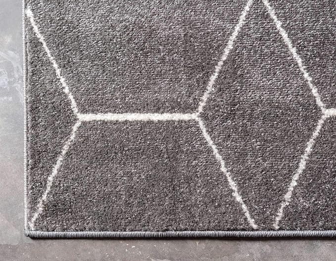 Unique Loom Trellis Frieze Collection Area Rug - Geometric (2' x 3' 1", Dark Gray/ Ivory)