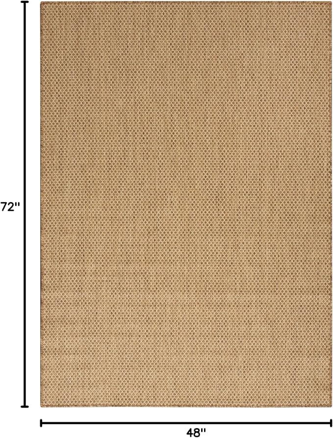 Nourison Home Courtyard Jute 4' x 6' Area Rug - Easy Clean, Non Shedding, Bed Room, Living Room, Dining Room, Kitchen (4' x 6')