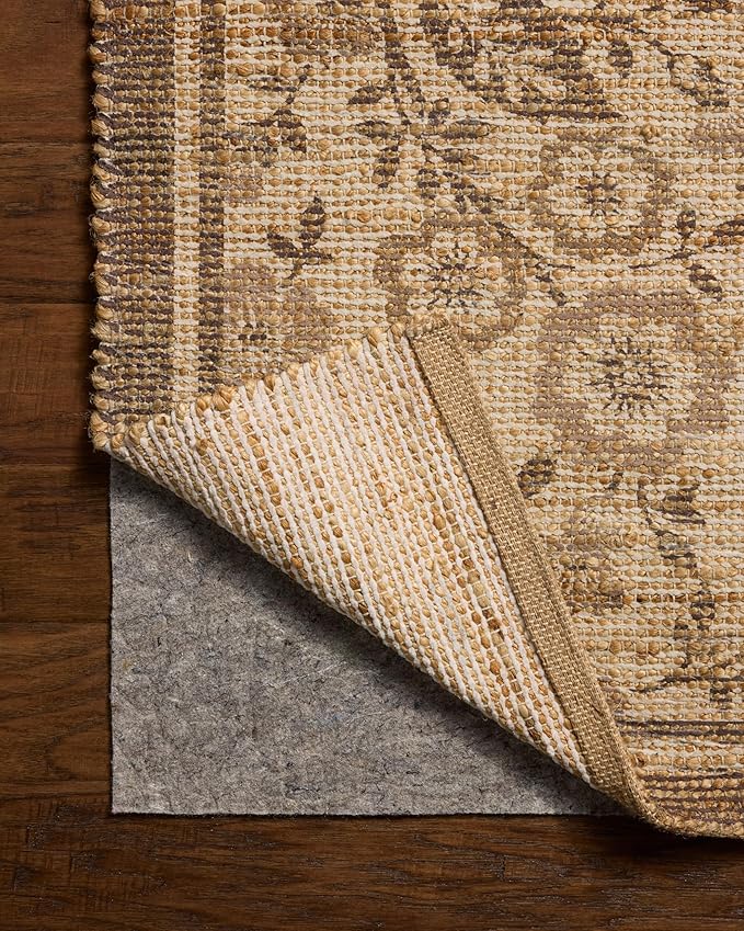 Loloi Chris Loves Julia Rue Collection RUE-03 Bark/Mocha 9'-3" x 13' Area Rug Jute Neutral Floral Living Room Bedroom Rug