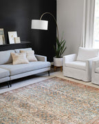 Loloi Layla Collection LAY-04 Ocean/Rust 9'-0" x 12'-0" .13" Thick Area Rug, Soft, Durable, Vintage Inspired, Distressed, Low Pile, Non-Shedding, Easy Clean, Printed, Living Room Rug
