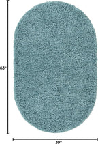Unique Loom Solid Shag Collection Area Rug (3' 3" x 5' 3" Oval Light Slate Blue)