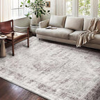 Washable Area Rug 8'x10' Floral red Boho Design Non-Shedding Non-Slip Easy Care Ideal for High Traffic Areas in Living Room Bedroom Office Coffee Table Kitchen Large Carpet
