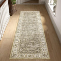 jinchan Fiora Runner Rug 2x5 Washable Hallway Runner- Vintage Floral Non Slip Low-Pile Soft Thin Kitchen Rug Distressed Carpet for Farmhouse Bedroom Entryway Laundry Room(2x5ft, Taupe)