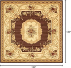 Rugs.com Chateau Collection Rug – 10 Ft Square Brown Medium Rug Perfect for Living Rooms, Kitchens, Entryways