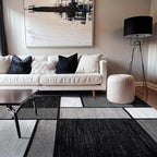 Rugshop Contemporary Modern Boxes Design Area Rug for Home Office,Living Room,Bedroom,Kitchen Non-Shedding Area Rug 5'3" x 7'3" Gray
