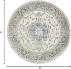 Unique Loom Salzburg Collection Classic Traditional Design Oriental Inspired Border Area Rug (5' 0 x 5' 0 Round, Beige/Blue)