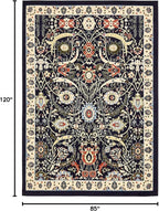 Unique Loom Espahan Collection Area Rug - Cape Cod (7' 1" x 10' Rectangle, Navy Blue/ Black)