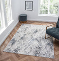 Adel Modern Area Rug for Living Room, 4x6 Rustic Distressed Abstract Blue Rug, Medium Pile Stain Resistant Carpet for Bedroom, Dining Room or Kitchen (4' x 6', Blue)