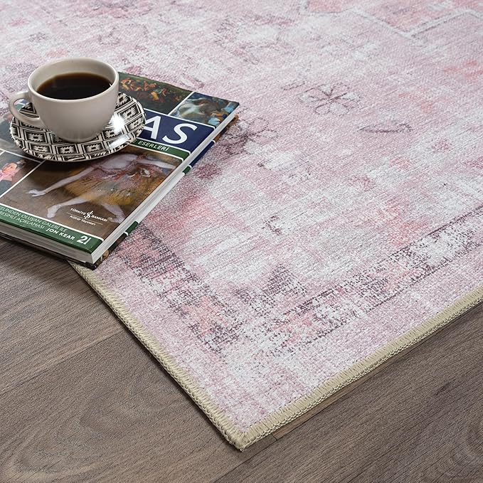 Fame Rugs Turkish Rug. Washable Vintage Oriental Antique Inspired Traditional Doormat Small Modern Area Rugs Luxury Entryway Entry Bedroom Bathroom Kitchen (412PP, 9' x 12')