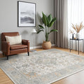Bavni Vintage 5x7 Area Rugs, Boho Oriental Living Room Rug, Machine Washable Rug Non Slip, Distressed Print Indoor Large Grey Rugs, Low Pile Ultra-Thin Soft Carpet for Bedroom, Dining Room, Farmhouse
