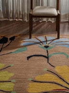 Hand Tufted Wool ECO-Friendly Area Rugs - 10'x13', Rectangle Shape, Camel, Floral Modern Design, High Pile Thick Handmade Anti Skid Area Rugs for Living Room, Bed Room (K00219)