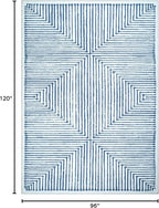 Bloom Rugs Washable Non-Slip 8' x 10' Rug - Blue/Ivory Striped Area Rug for Living Room, Bedroom, Dining Room, and Kitchen - Exact Size: 8' x 10'
