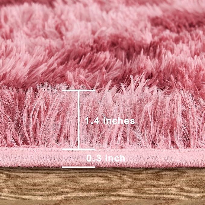 Andency Soft Area Rugs for Living Room Bedroom, 5x8 Fluffy Shaggy Bedside Rug, Non-Slip Large Shag Fuzzy Plush Carpets for Bedroom Kids Dorm Nursery Home Decor Aesthetic, Tie-Dyed Dark Red