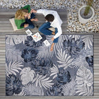 CAMILSON Indoor Outdoor Rug Navy Blue 5x7 Leaf Tropical Botanical Area Rugs for Indoor and Outdoor patios, Easy-Cleaning Non-Shedding Living Room Garden and Kitchen Washable Outside Carpet (5 x 7)