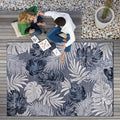 CAMILSON Indoor Outdoor Rug Navy Blue 4x6 Leaf Tropical Botanical Area Rugs for Indoor and Outdoor patios, Easy-Cleaning Non-Shedding Living Room Garden and Kitchen Washable Outside Carpet (4 x 6)
