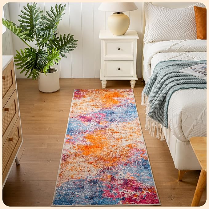 Istana Hallway Runner Rug 2x6 - Galaxy Kitchen Rugs Non Slip Washable -Silk's Soft Touch Carpet Runner - Stylish Rug for Home