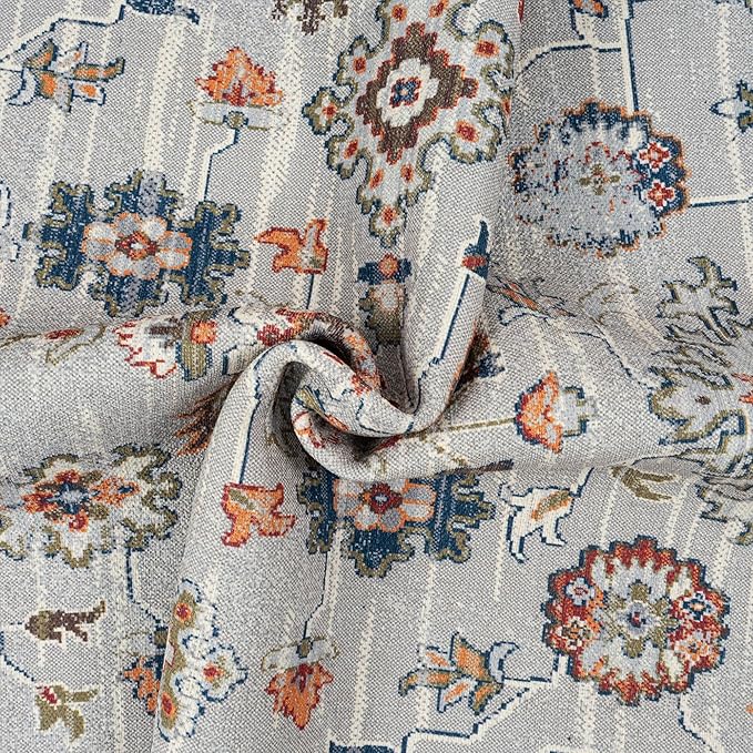 GLN Rugs Traditional Collection - Machine Washable Area Rug, Traditional Washable, Non Slip, Low Pile Chenille Rug, Living Room, Bedroom, Kitchen Rug (6' x 9' Pink/Blue/Multicolor)