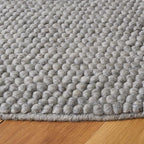 SAFAVIEH Natura Collection Area Rug - 10' Round, Silver, Handmade Wool Blend, Textured Design, Ideal for Living Room, Bedroom, Dining Space (NAT620C)