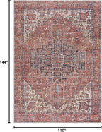 Bloom Rugs Washable 9' x 12' Rug - Red/Orange/Beige Traditional Area Rug for Living Room, Bedroom, Dining Room, and Kitchen - Exact Size: 9' x 12'