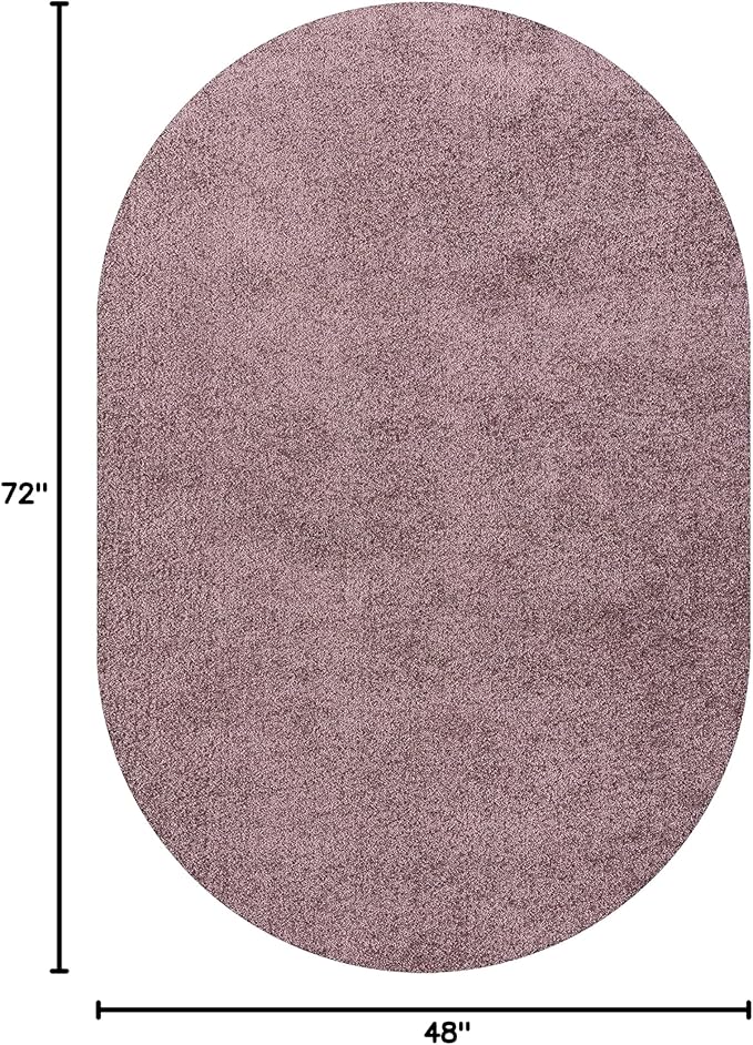 Eyely UES100R-4OV Supersoft Haze Solid Low-Pile Indoor Area Rug Casual;Contemporary;Solid;Traditional, Bedroom, Kitchen, Living Room, Easy-Cleaning, Non-Shedding, 4 X 6 Oval, Light Purple