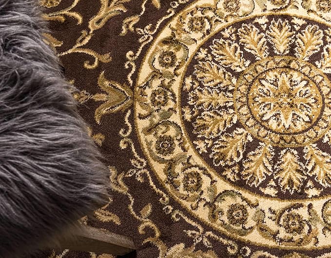 Unique Loom Versailles Collection Traditional Classic Medallion Floral Motif Area Rug (6' 0 x 9' 0 Rectangular, Brown/ Ivory)