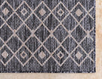 Unique Loom Outdoor Trellis Collection Area Rug - Tribal Trellis (6' 1" x 9' Rectangle, Charcoal Gray/ Natural)