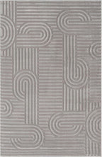 Annabel Modern Geometric Area Rug for Living Room, 4x6 Contemporary Arched and Linear Gray Rug, High-Low Pile Stain Resistant Carpet for Bedroom, Dining Room or Kitchen (4' x 6', Gray)
