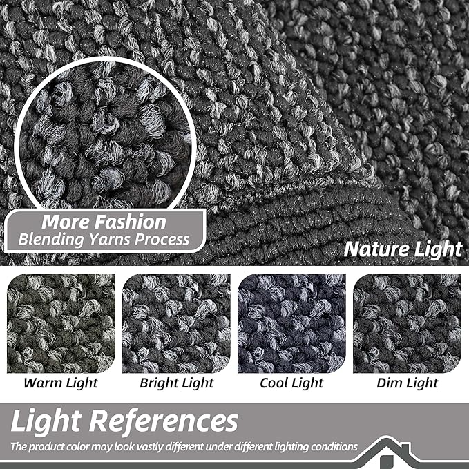BEQHAUSE Indoor Door Mat 24" x 60", Dirt Trapper Door Mats Non-Slip Entryway Rugs Washable, Resist Dirt Absorbent Welcome Mat, Low Profile Floor Mats for Front Back Door and Entryway, Charcoal