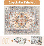 VK VK·LIVING Machine Washable Rug 5'x7' Vintage Design Washable Area Rugs with Non Slip Rugs for Living Room Bedroom Traditional Woven Carpet Stain Resistant, Dining Office Boho Rug (Bright)