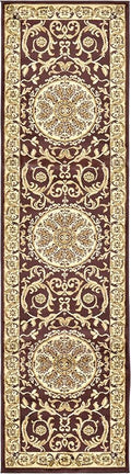 Unique Loom Versailles Collection Traditional Classic Medallion Floral Motif Area Rug (2' 7 x 10' 0 Runner, Brown/ Ivory)