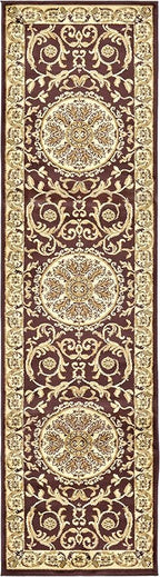 Unique Loom Versailles Collection Traditional Classic Medallion Floral Motif Area Rug (2' 7 x 10' 0 Runner, Brown/ Ivory)