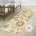 Maples Rugs Reggie Floral Runner Rug - Made in USA - Washable, Non Slip Indoor Carpet for Kitchen, Hallway, and Laundry Room, 1'8 x 5, Beige