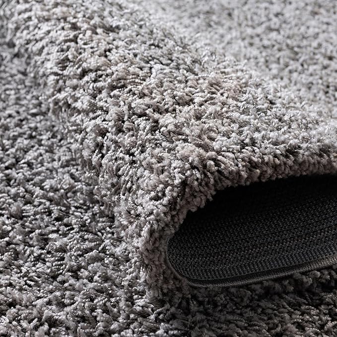 Unique Loom Solid Shag Collection Area Rug (3' 3" x 5' 3" Oval, Cloud Gray)