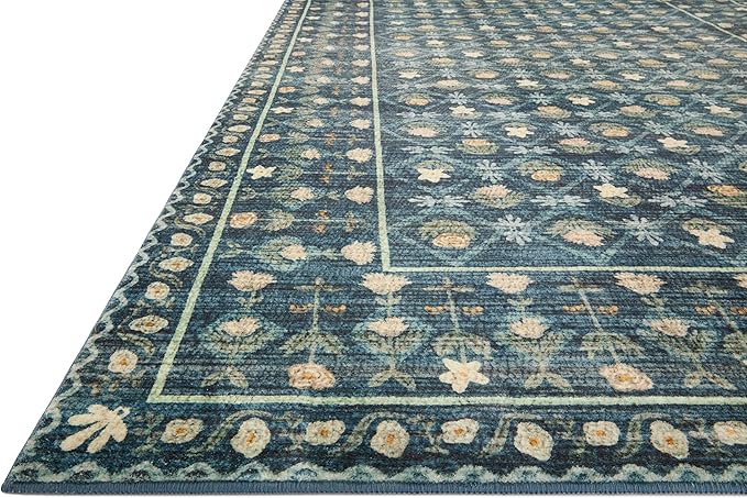 Loloi Rifle Paper Co. Eden Collection EDE-03 Lattice Indigo 2'-6" x 7'-6" Runner Rug feat. CloudPile™