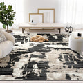 Abani Terra Cream Area Rug for Living Room, Bedroom - Black Abstract Pattern - 6' x 9' - Durable & Easy to Clean