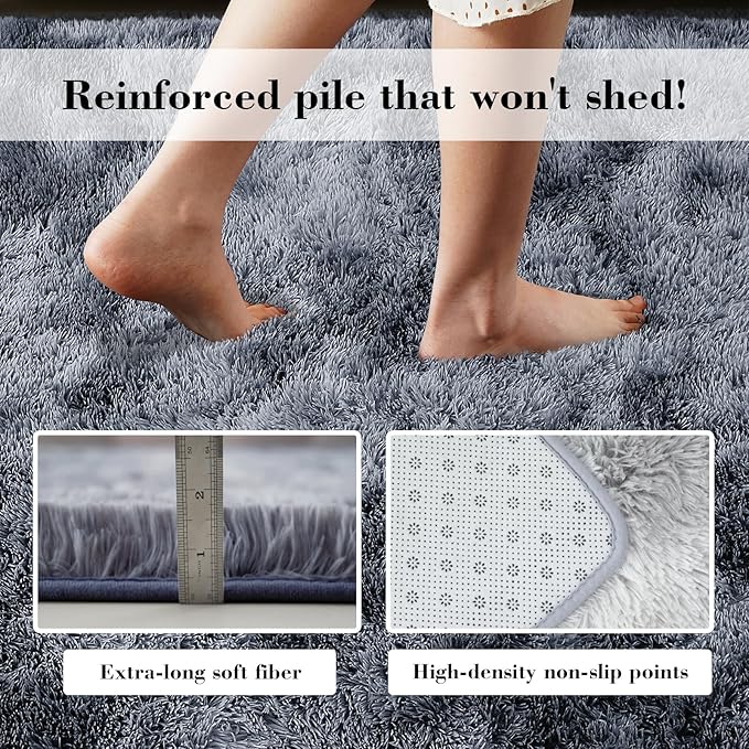 Soft Runner Rugs for Bedroom, Mottling Dark Grey 2x8 Runners for Hallways Fluffy Rug Carpet, Bedside Rug for Living Room Bedroom Kids Room Home Decor