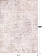 Pink and Grey Living Room Medallion Rug 7x10 - Modern Washable Area Rug for Living Room, Dinning Room, Non Slip Thin & Soft Carpet